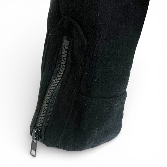 NWOT Last Kiss Black Pea Coat Women's Faux-fur Collar Belted Button Up Size X-LG - Picture 10 of 16